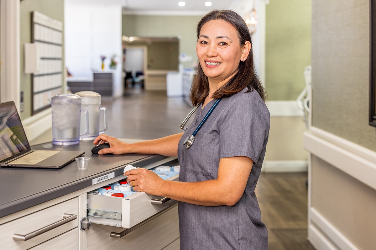 A nurse at Medical Hill getting medicine for a patient