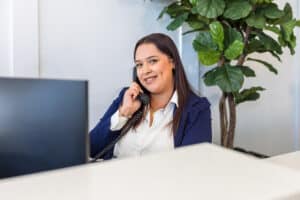 A worker at the front office at medical hill