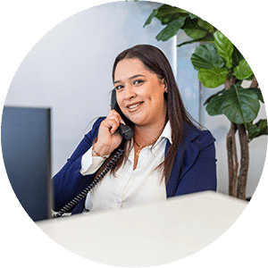 A secretary on the phone at Medical Hill